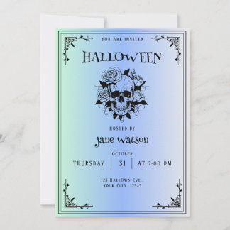 Gothic Halloween Invitation in Gradient Blue