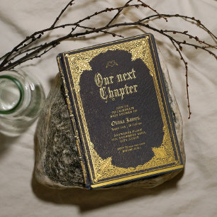 Gothic Halloween library book baby shower