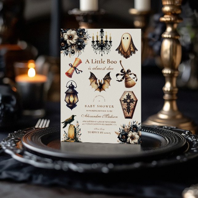 Gothic Halloween Little Boo Baby Shower Invitation (Creator Uploaded)