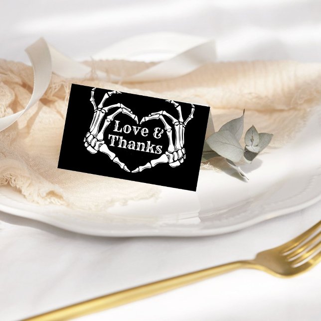 Gothic Halloween Love & Thanks Skull Heart Wedding Thank You Card (Creator Uploaded)