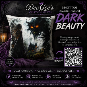 Gothic Halloween Monster & Witch Mansion Cushion