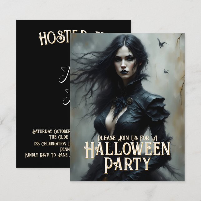 Gothic Halloween Night of Mystery Invitation (Front/Back)