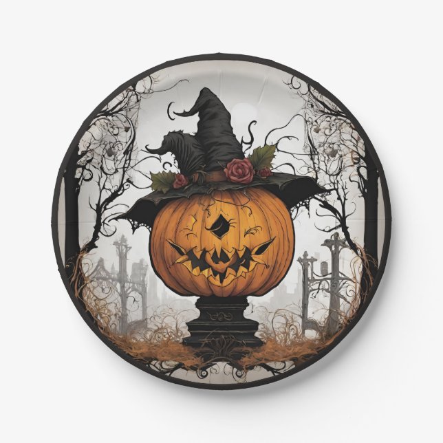 Gothic Halloween Paper Plate (Front)