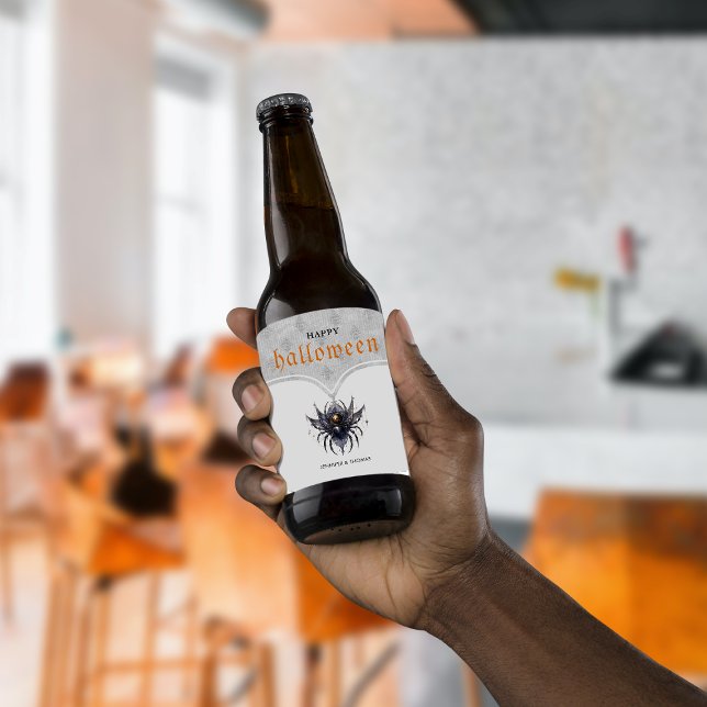 Gothic Halloween party damask pattern Beer Bottle Label (Creator Uploaded)