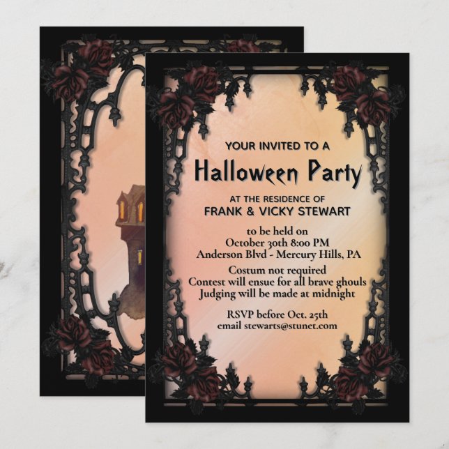Gothic Halloween Party Invitation (Front/Back)