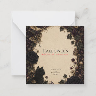 Gothic Halloween Party Roses, Dark Ivy, Moth, moon Card