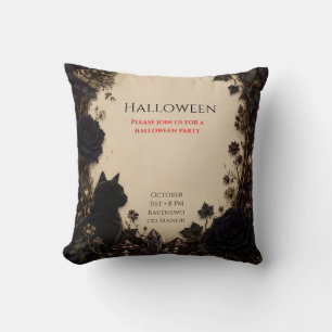 Gothic Halloween Party Roses, Dark Ivy, Moth, moon Cushion