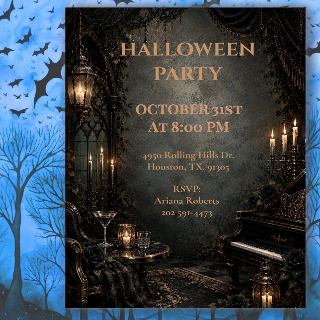 Gothic Halloween Party Soirée Design Invitation (Creator Uploaded)