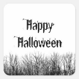 Gothic Halloween Party Spooky Black White   Square Sticker