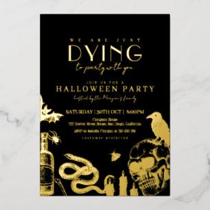 Gothic Halloween Party with Skulls Foil Invitation