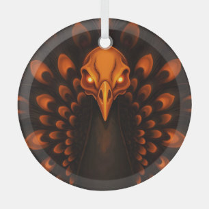 Gothic Halloween Peacock Skull Glass Tree Decoration