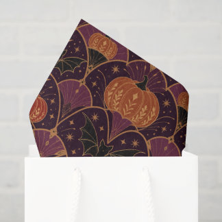 Gothic Halloween Pumpkin Damask Tissue Paper