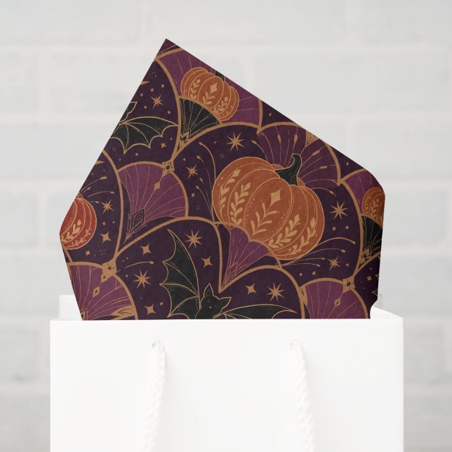 Gothic Halloween Pumpkin Damask Tissue Paper (Gift Bag)