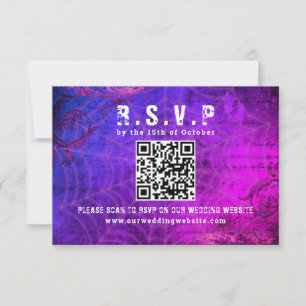 Gothic Halloween QR Code Wedding RSVP Card
