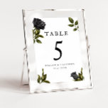 Gothic Halloween Rose Wedding Table Number<br><div class="desc">Gothic and elegant wedding table number featuring illustration of black roses on a white background. Perfect for a halloween wedding.</div>