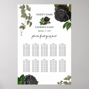 Gothic Halloween Roses White Wedding Seating Chart