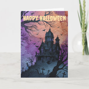 Gothic Halloween Scene Holiday Card