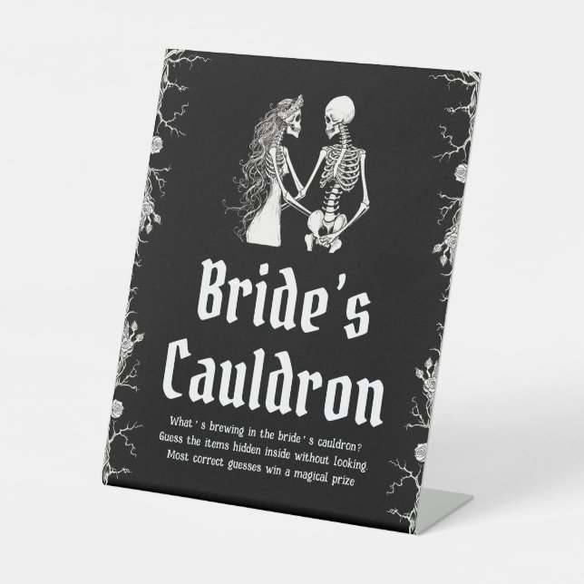 Gothic Halloween Skeleton Bride’s Cauldron Sign   (Front)