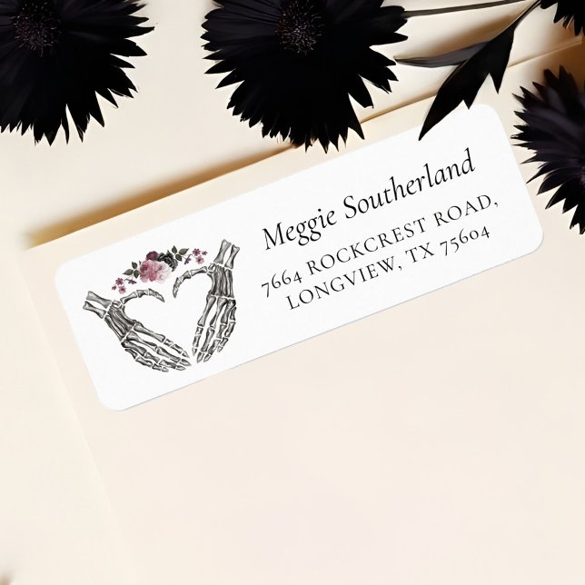 Gothic Halloween Skeleton Hands Heart Baby Shower (Gothic Halloween Skeleton Hands Heart Baby Shower Label)