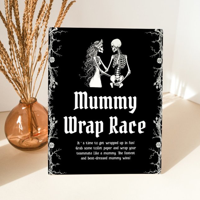 Gothic Halloween Skeleton Mummy Wrap Race Sign   (Creator Uploaded)