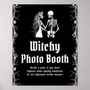 Gothic Halloween Skeleton Witchy Photo Booth Sign