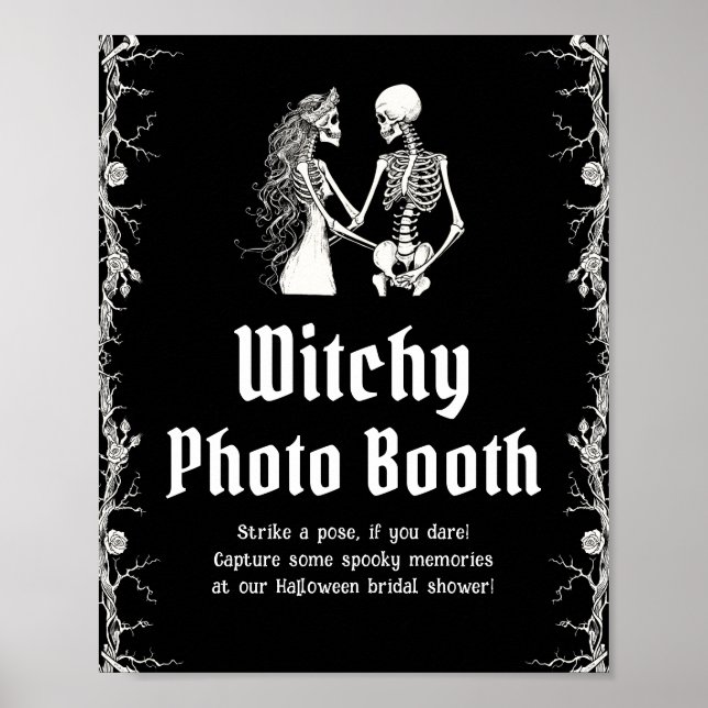Gothic Halloween Skeleton Witchy Photo Booth Sign (Front)