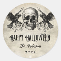 Gothic Halloween skull candle bat raven black rose
