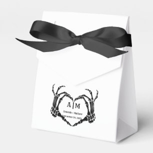Gothic Halloween Skull Hand Heart Black Wedding Favour Box