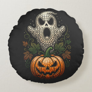 Gothic Halloween Skull Pumpkin Decorative Art Round Cushion
