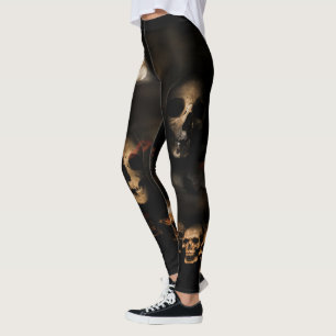 Gothic Halloween Skulls Cemetery Leggings