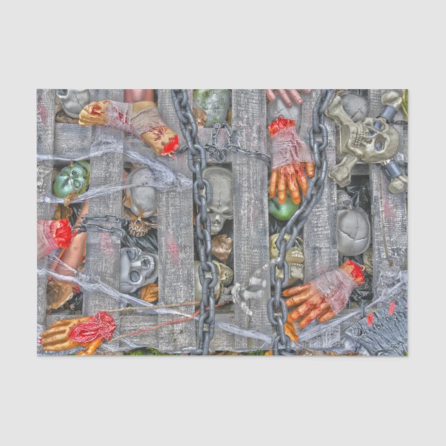 Gothic Halloween Skulls Chains And Body Parts Tissue Paper (Front)