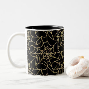 Gothic Halloween Spider Web Gold Two-Tone Coffee Mug