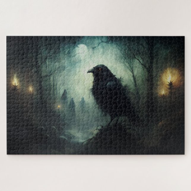 Gothic Halloween Spooky Crows Jigsaw Puzzle (Horizontal)