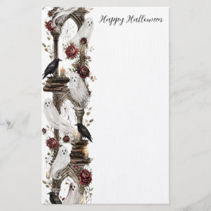 Gothic Halloween Spooky Ghost & Dark Floral Stationery