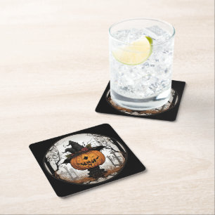 Gothic Halloween Square Paper Coaster