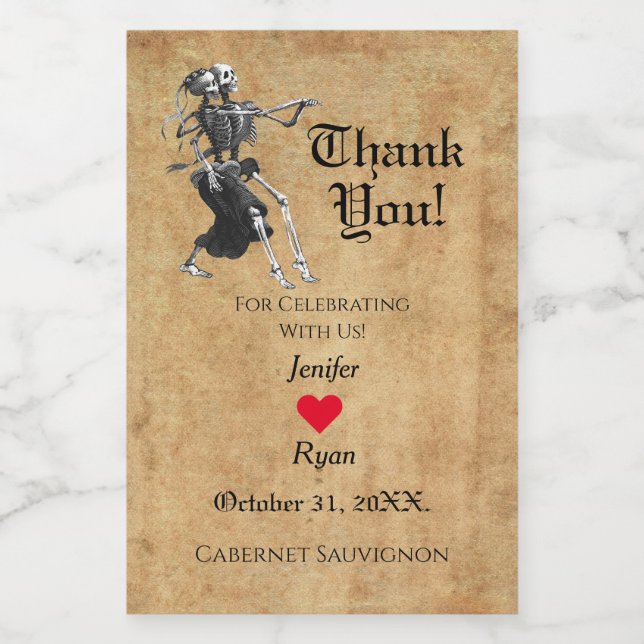 Gothic halloween Thank you Wine Bottle Label (Single Label)