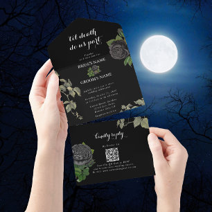 Gothic Halloween Til Death Do Us Part Wedding All In One Invitation