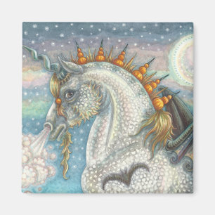 GOTHIC HALLOWEEN UNICORN WITH BAT WINGS, HORSE MAGNET