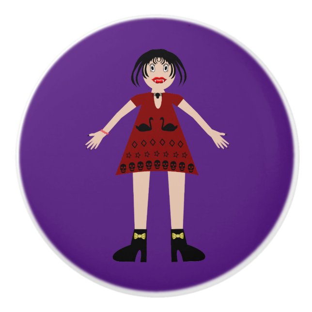 Gothic Halloween Vampire Lady Ceramic Knob (Front)