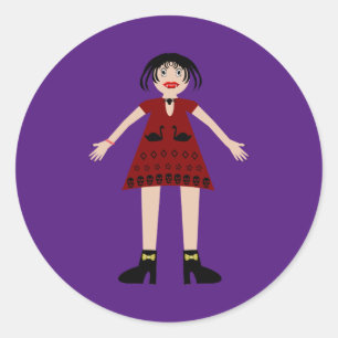 Gothic Halloween Vampire Lady Classic Round Sticker