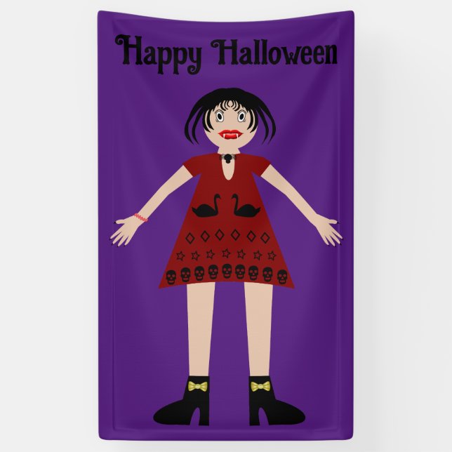 Gothic Halloween Vampire Lady Custom Banner (Vertical)