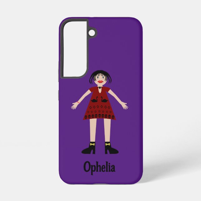Gothic Halloween Vampire Lady Custom Name Samsung Galaxy S22 Case (Back)