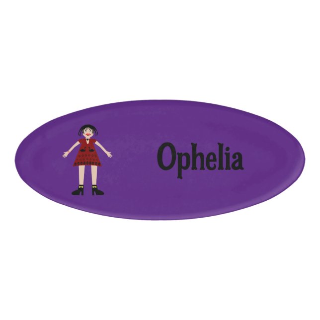 Gothic Halloween Vampire Lady Custom Name Tag (Front)