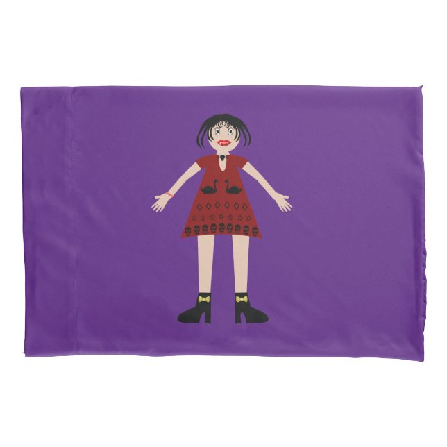 Gothic Halloween Vampire Lady Double Sided Pattern Pillowcase (Front)
