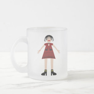 Gothic Halloween Vampire Lady Frosted Glass Coffee Mug