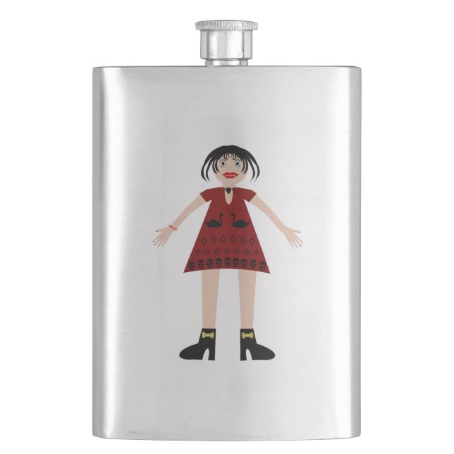 Gothic Halloween Vampire Lady Hip Flask (Front)