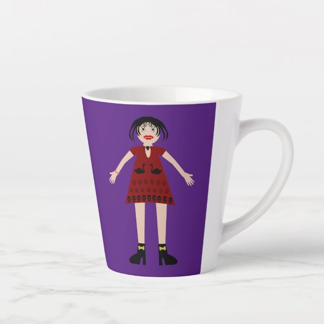Gothic Halloween Vampire Lady Latte Mug (Right)