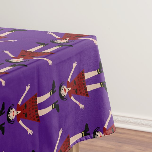 Gothic Halloween Vampire Lady Patterned Tablecloth (In Situ)