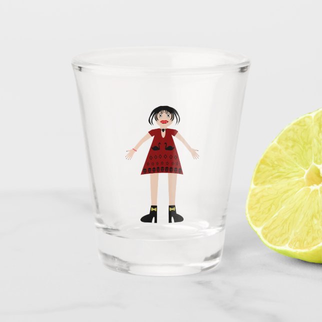 Gothic Halloween Vampire Lady Shot Glass (Front)