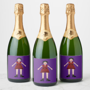 Gothic Halloween Vampire Lady Sparkling Wine Label